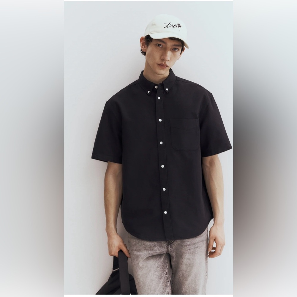 Roundtree & Yorke Black Casual Button Down Men Shirt